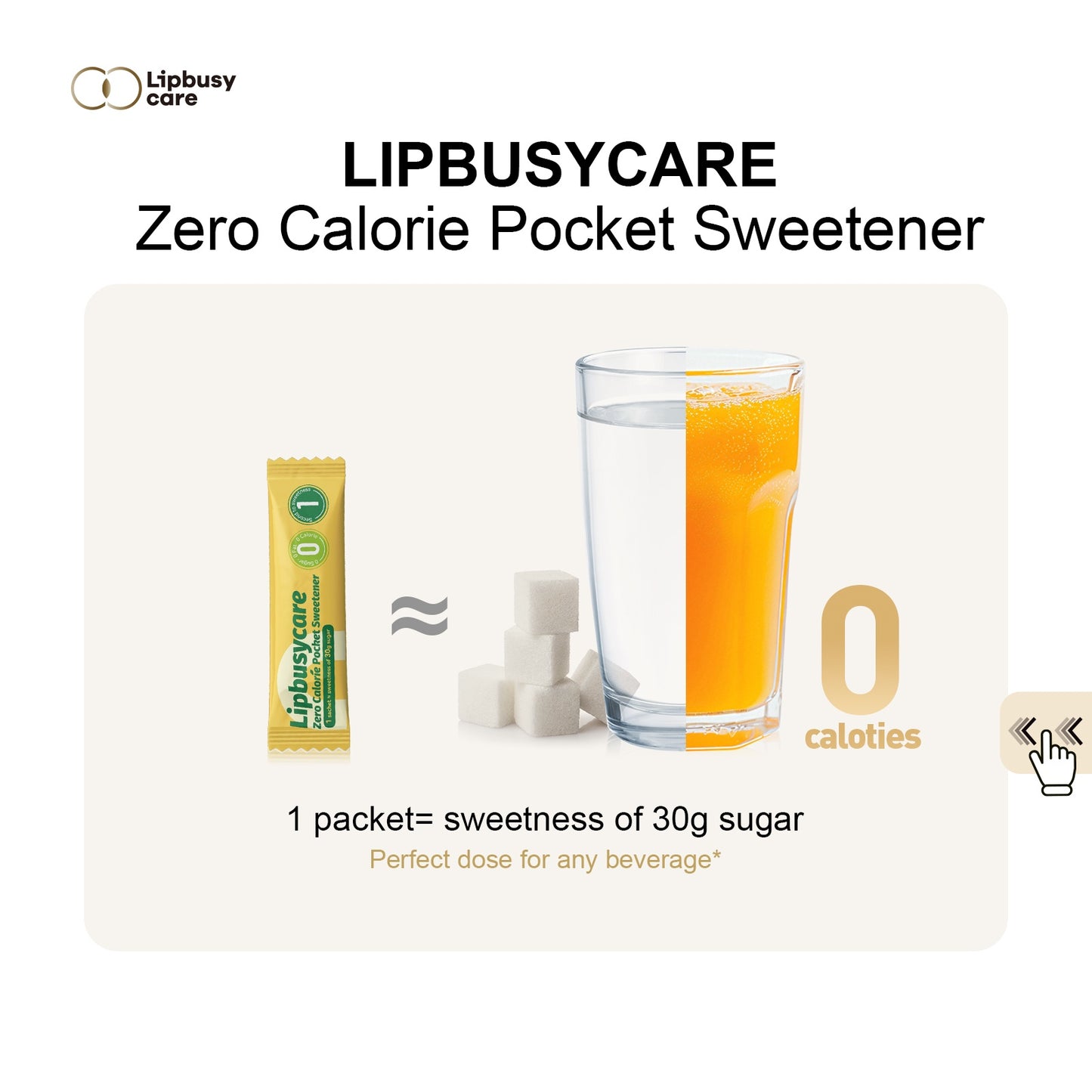Natural Zero Calorie Pocket Sweetener - Healthy Sugar Substitute for Coffee, Tea & Baking