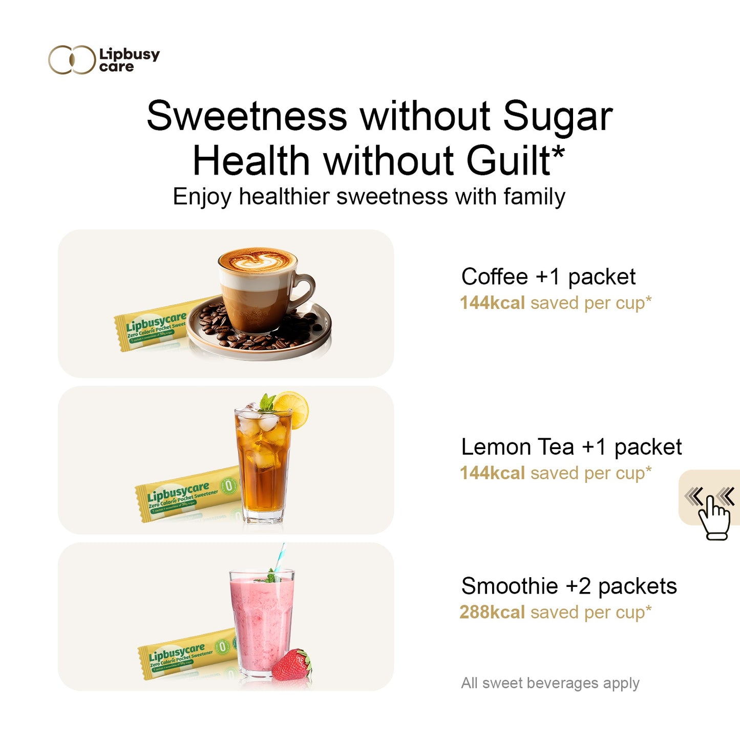 Natural Zero Calorie Pocket Sweetener - Healthy Sugar Substitute for Coffee, Tea & Baking