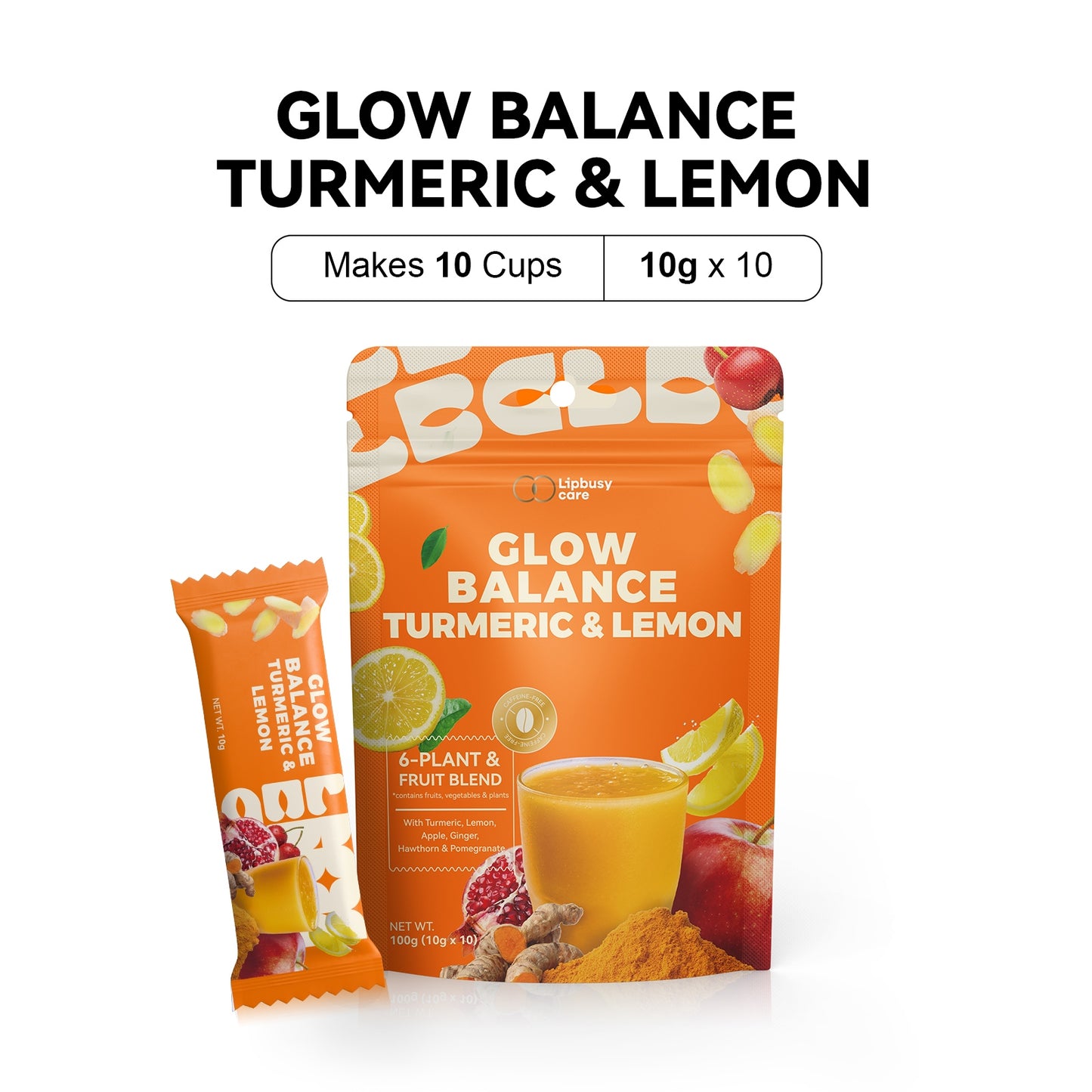 LIPBUSYCARE Instant Fruit & Botanical Drink Mix, 10 Sachets - Lite Balance or Glow Balance