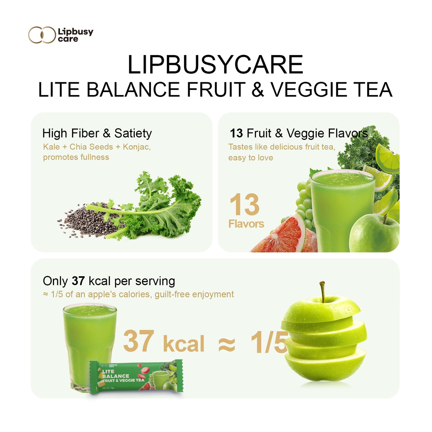 Lipbusycare™ Fiber Drink: The Natural Debloat Tea (13-in-1 Superfood Blend)