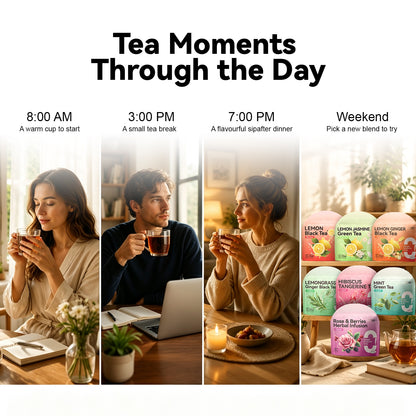 LIPBUSYCARE Halal-Certified Tea Bags, 7 Sachets - 7 Blends with Organic Tea-Garden Sourcing