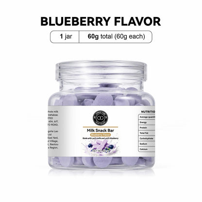 LIPBUSYCARE Milk Snack Bars, 60 g Resealable Jar - A2 Milk, Blueberry or Kumquat